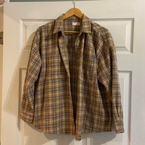 Pink Lily Plaid Shacket NWOT